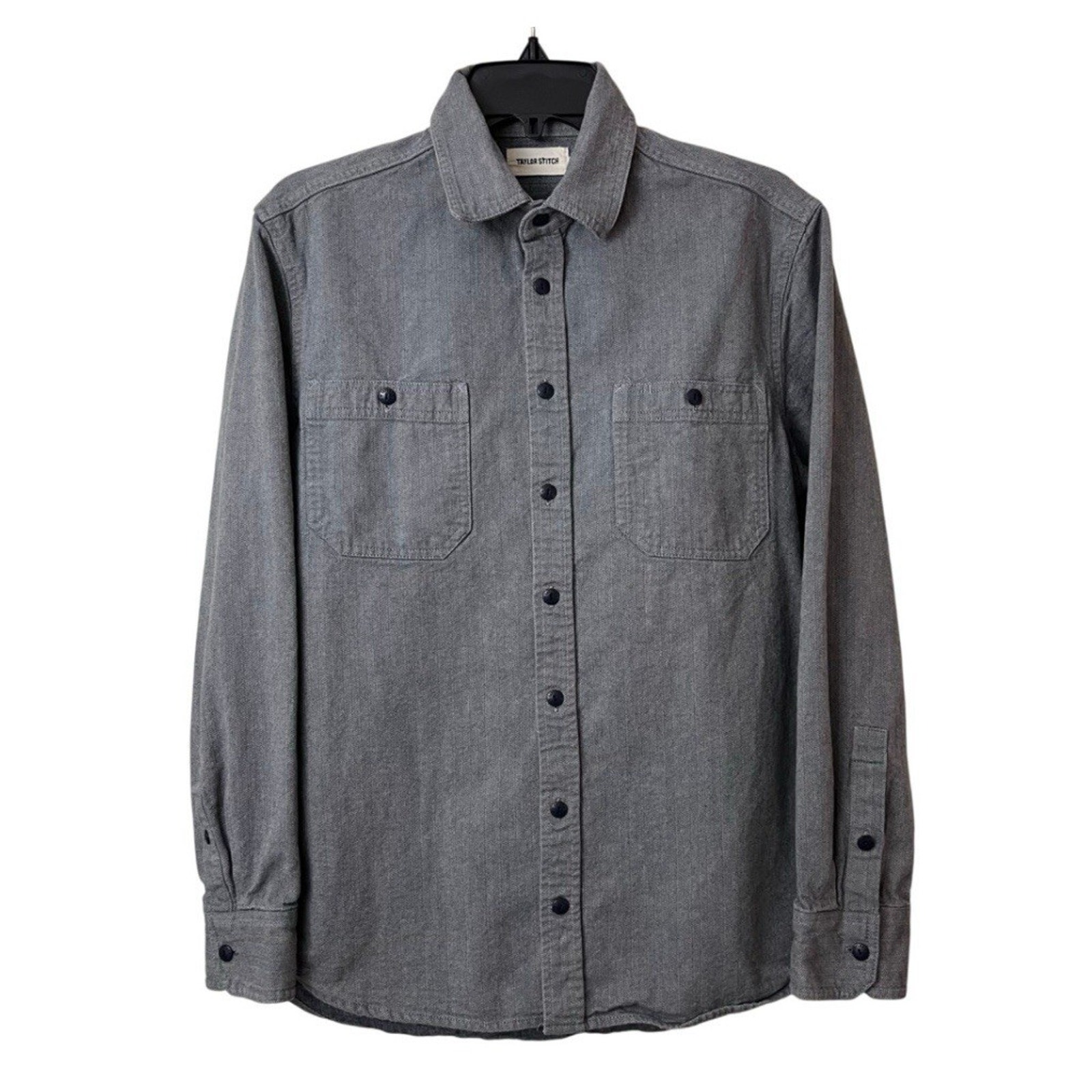 Taylor Stitch Shirt Mens 40 Medium Gray Chambray The Utility 100% Organic Cotton