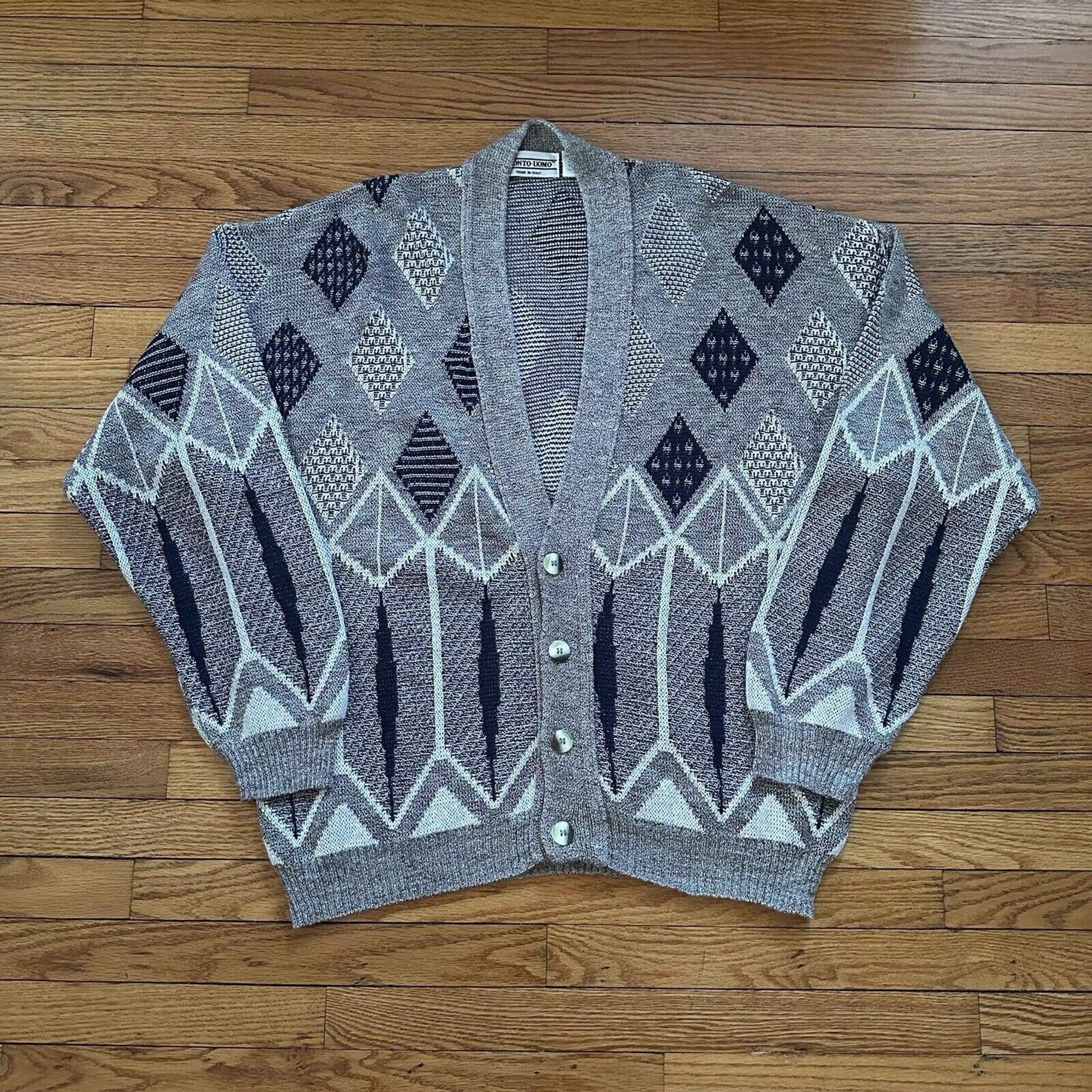 Vintage Pronto Uomo Knit Cardigan Sweater Size XL Men