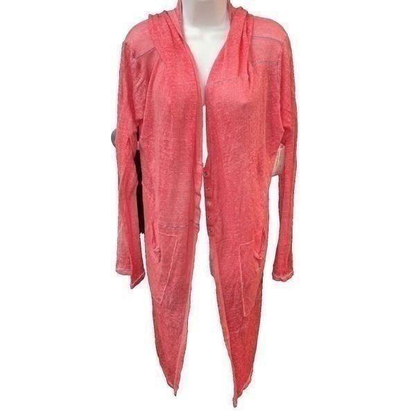 Johnny Was Pete and Greta Linen Juniper Boho Hoodie Cardigan Lagenlook Snaps