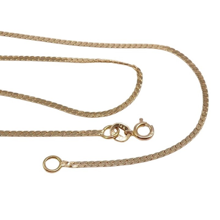 Solid 14K Yellow Gold Flat Snake Chain Link Necklace 16 1.3mm