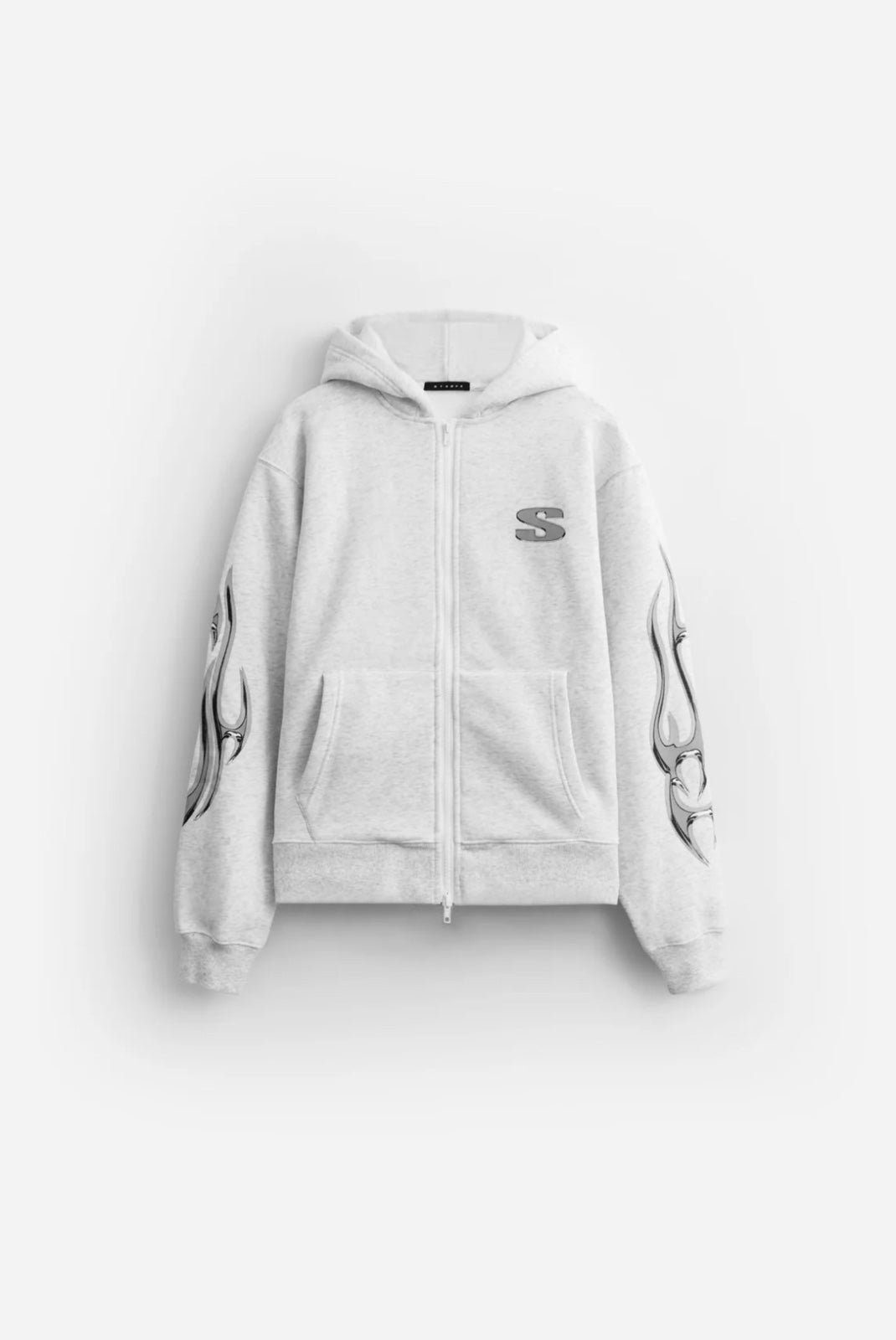 Stampd grey, white, full, zip up hoodie, extra large