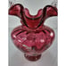 Fenton Cranberry Scalloped Edge Rope Handle Basket~95th Anni~Bill Fenton~Signed