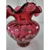 Fenton Cranberry Scalloped Edge Rope Handle Basket~95th Anni~Bill Fenton~Signed