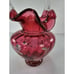 Fenton Cranberry Scalloped Edge Rope Handle Basket~95th Anni~Bill Fenton~Signed