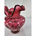 Fenton Cranberry Scalloped Edge Rope Handle Basket~95th Anni~Bill Fenton~Signed
