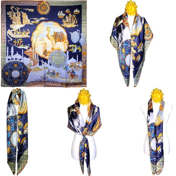 NWT Genuine 100% Mulberry Silk Satin Scarf 42 x42 Large Square Shawl 59511