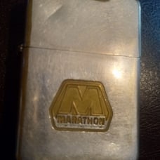 Vtg Zippo silver Lighter 1969 Chrome Marathon Oil Logo