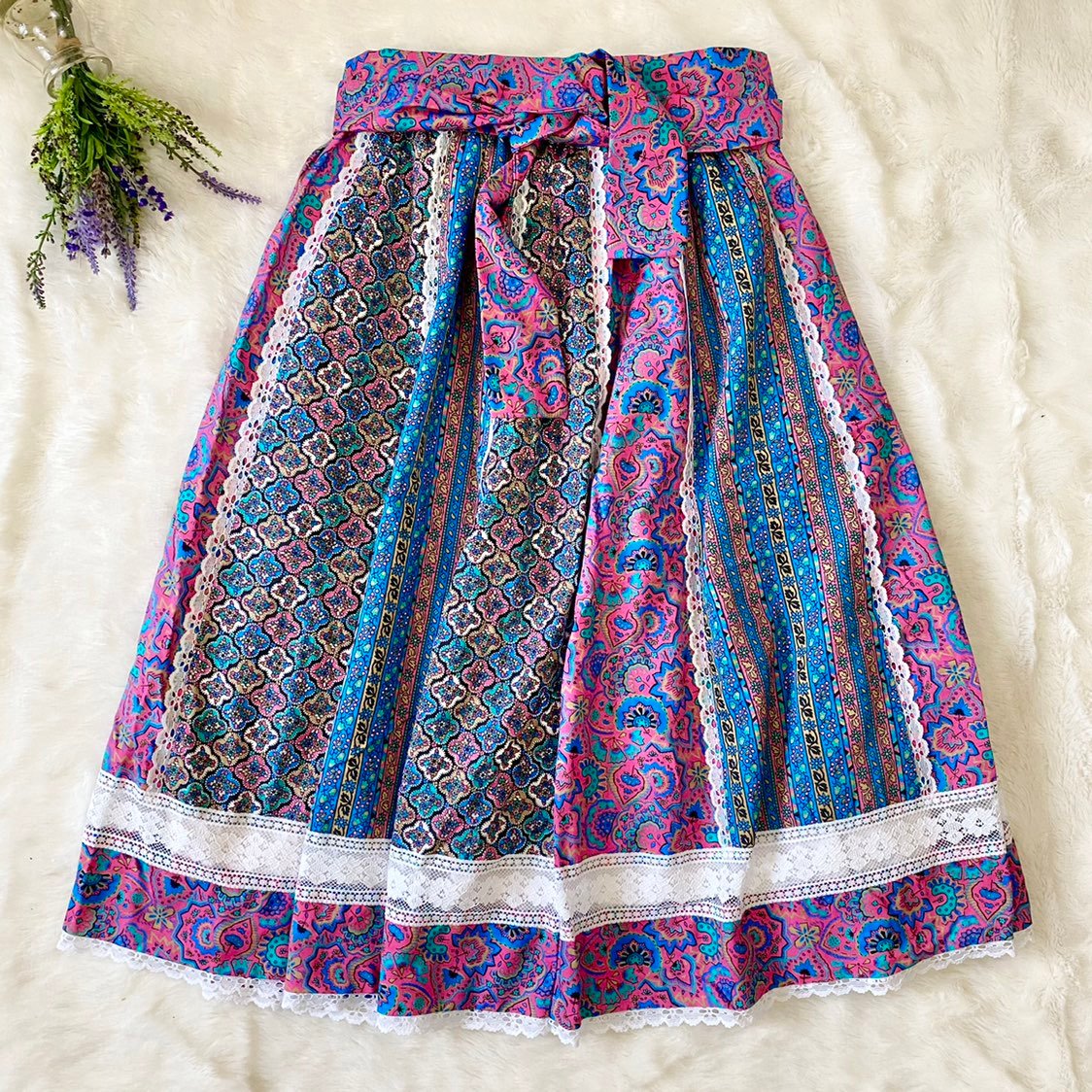 Vintage patchwork floral a line skirt