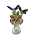 Vintage Blue & Green Crystal Butterflies w/ Golden Pink Flower Paperweight