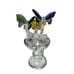 Vintage Blue & Green Crystal Butterflies w/ Golden Pink Flower Paperweight