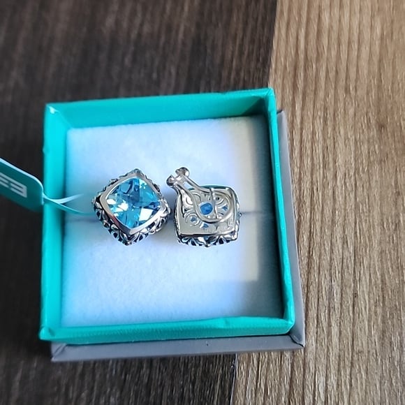 Effy Sterling silver/ plated rose gold Topaz earrings