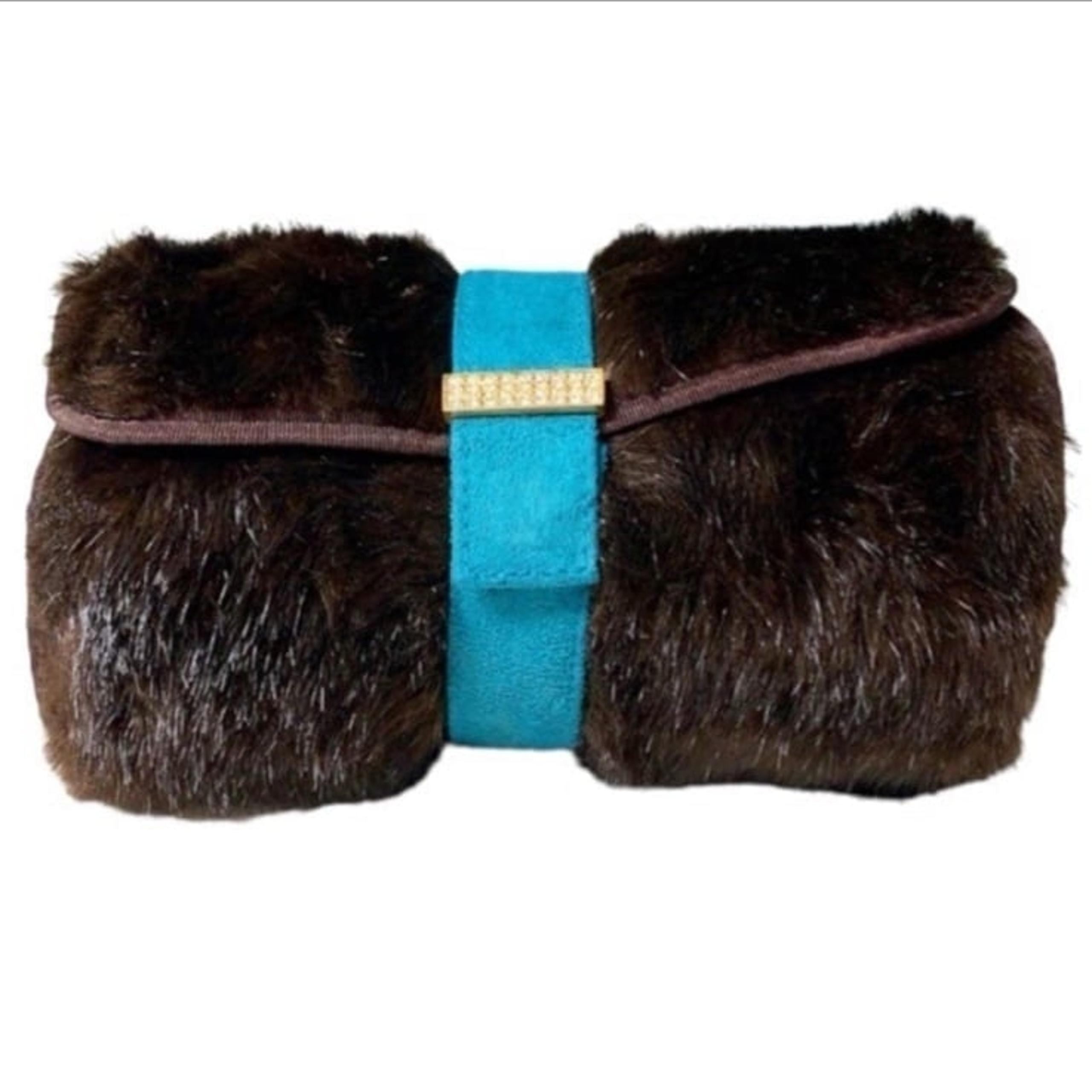 Vintage Stephanie Johnson fur travel cosmetics case