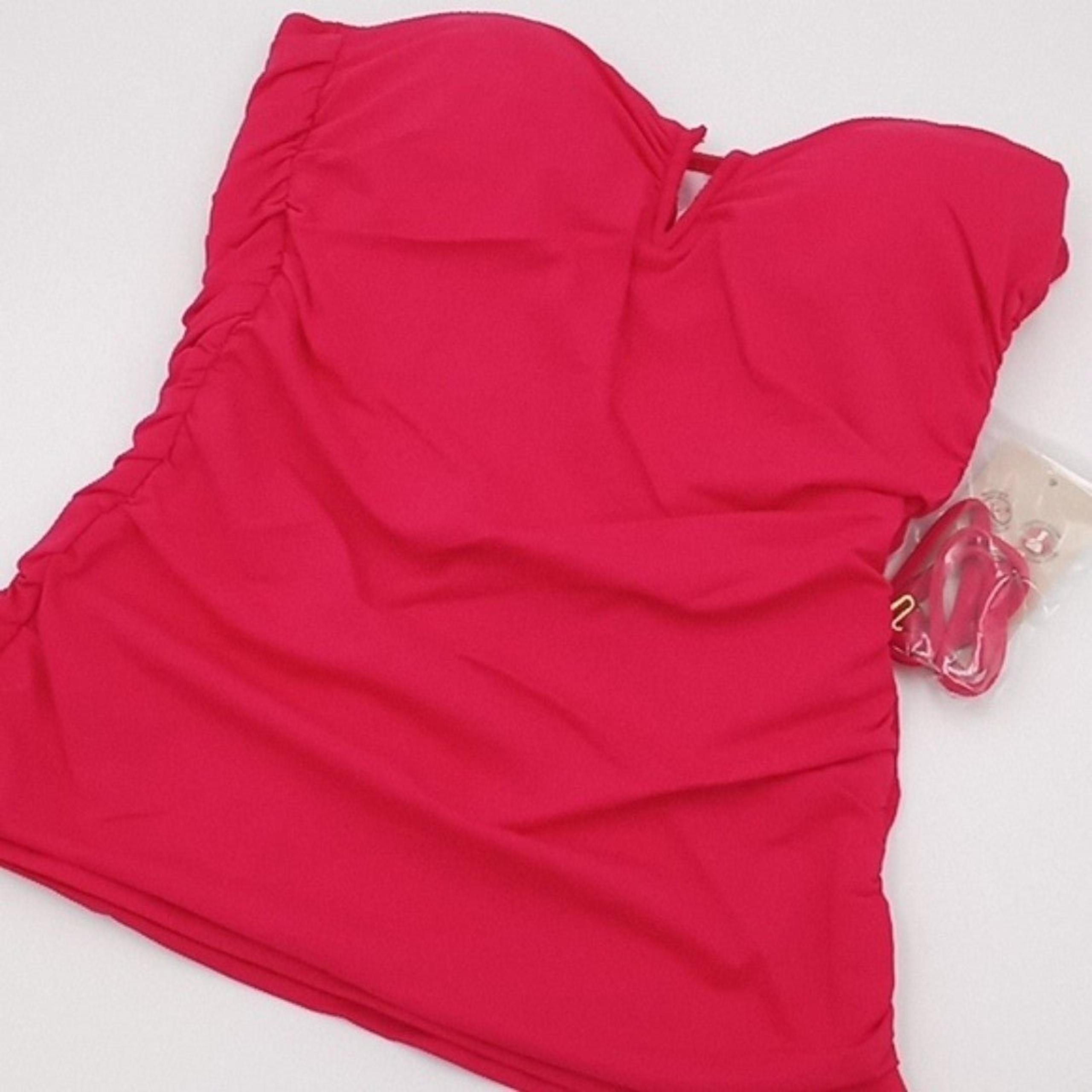 Tommy Bahama Women's XXS Pearl Shirred Bandini Top Cerise Pink XXS