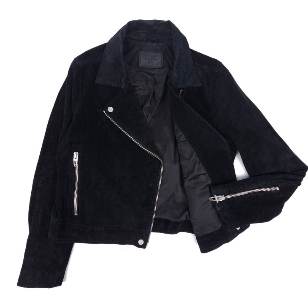 BLANKNYC Genuine Suede Biker Jacket 90s Moto Y2k Grunge Boho Streetwear Black XL