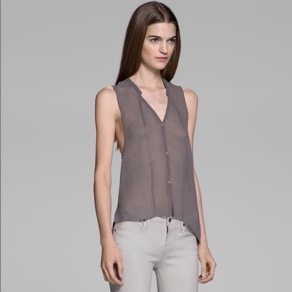 HELMUT Gray Sheer Tank Top