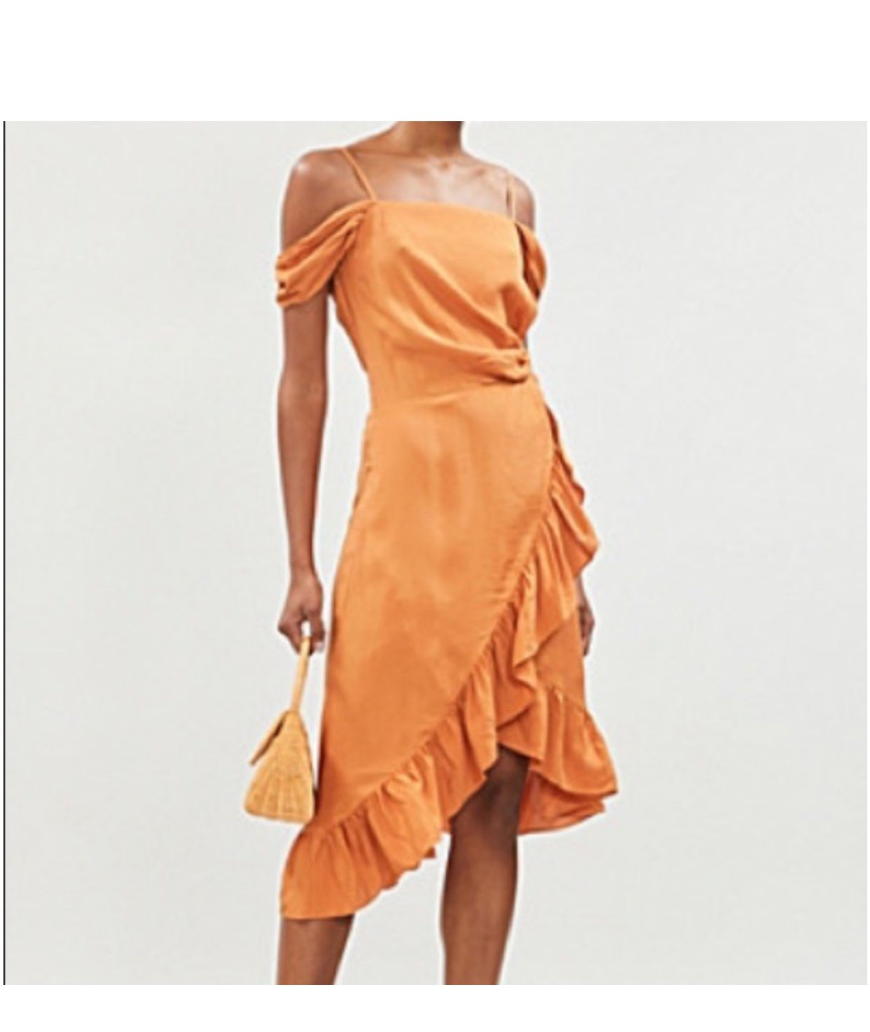 Maje Portefeuille Ruffle Detail Midi Dress