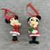Disney Park Mickey & Minnie Mouse w/ Gift Christmas Bell 2017 Porcelain Ornament