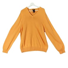 BROOKS BROTHERS Vintage V-Neck Sweater Men XL Supima Cotton Tangerine Hong Kong