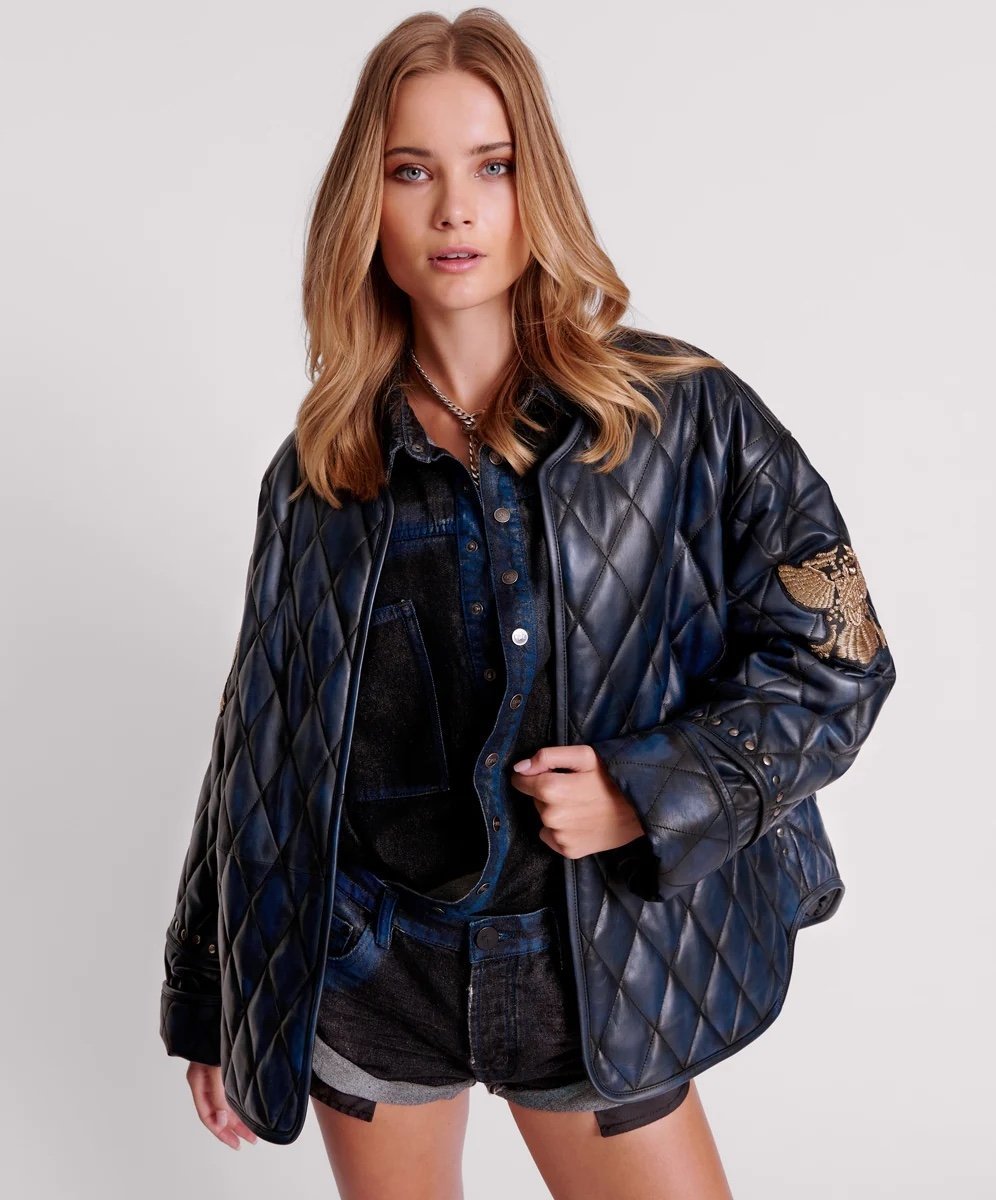 One Teaspoon Eagle Eye Quilted Leather Jacket