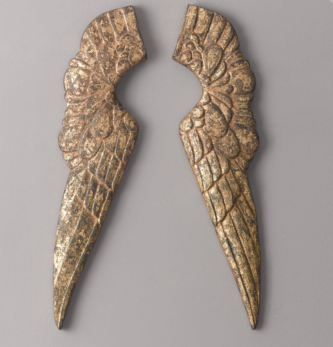 Gold Gilted Distressed Wooden Angel Wings