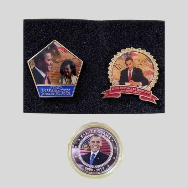 Barack Obama Pin & Coin Set 2009-2017 Bradford Exchange LE #0405 w/ COA