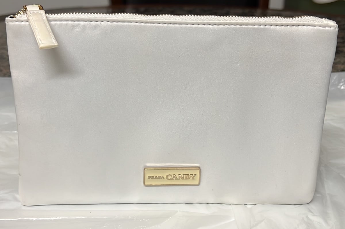 Prada Bags | Authentic White Prada Makeup Pouch | Color: White