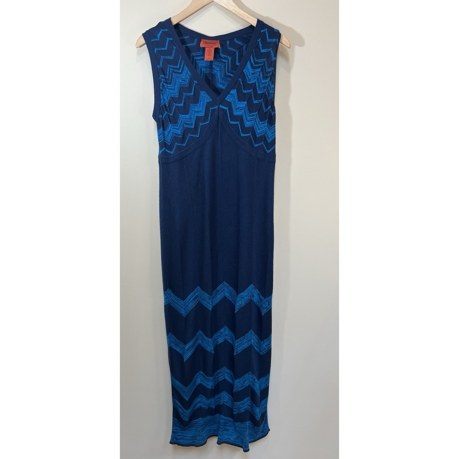 Missoni For Target Women's Chevron Knit Blue Sleeveless Maxi Dress Size Medium