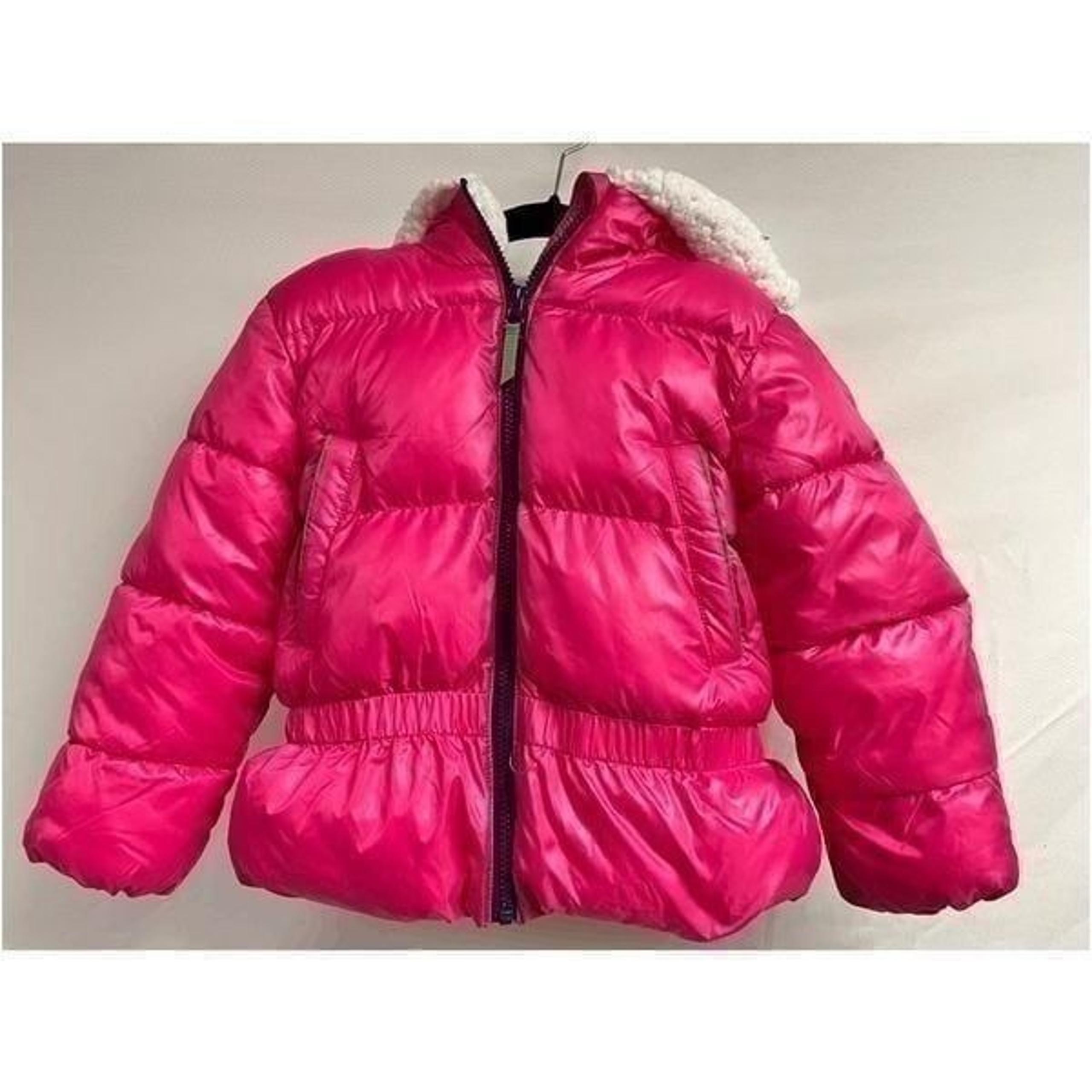 Toys R Us Kids Full Zip Up Packable Quilted Hoodie Jacket Pink Size 5/6