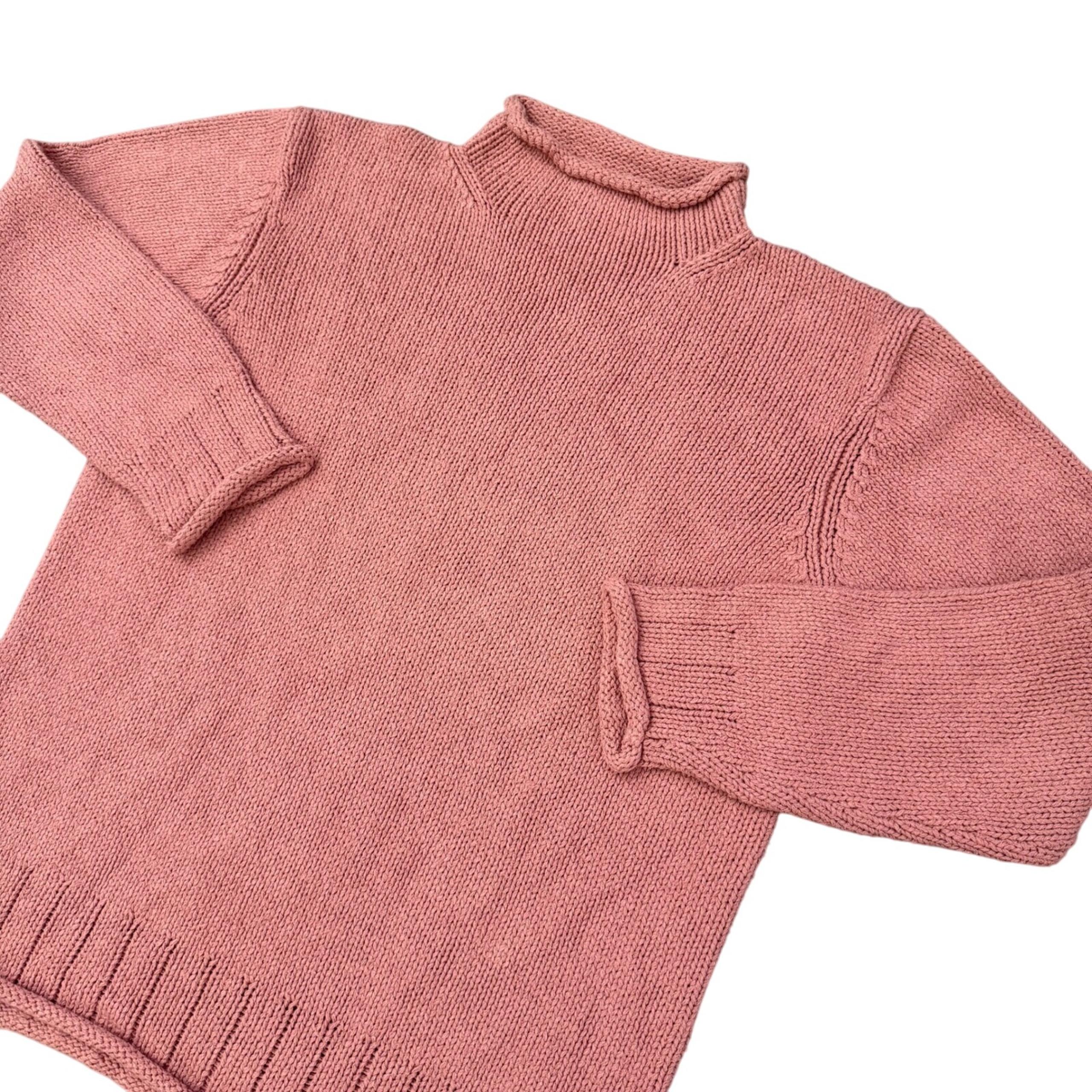 Vintage L.L.Bean Sweater Womens Pink XS 80% Silk Cotton Mock Neck Y2K Knit