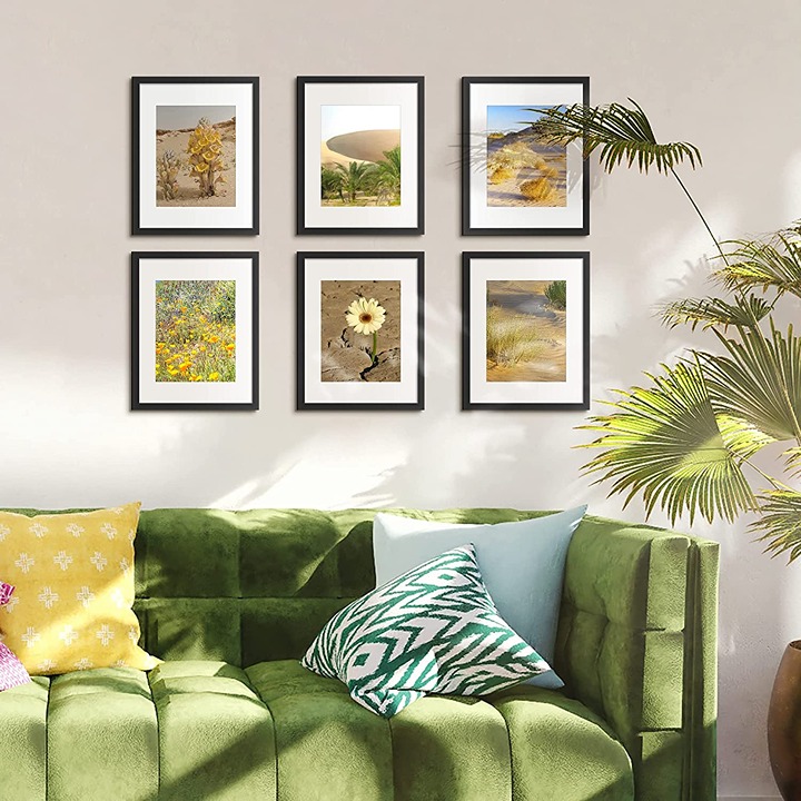 11x14 Picture Frame Set of 5, Display Pictures 8x10 with Mat or 11x14