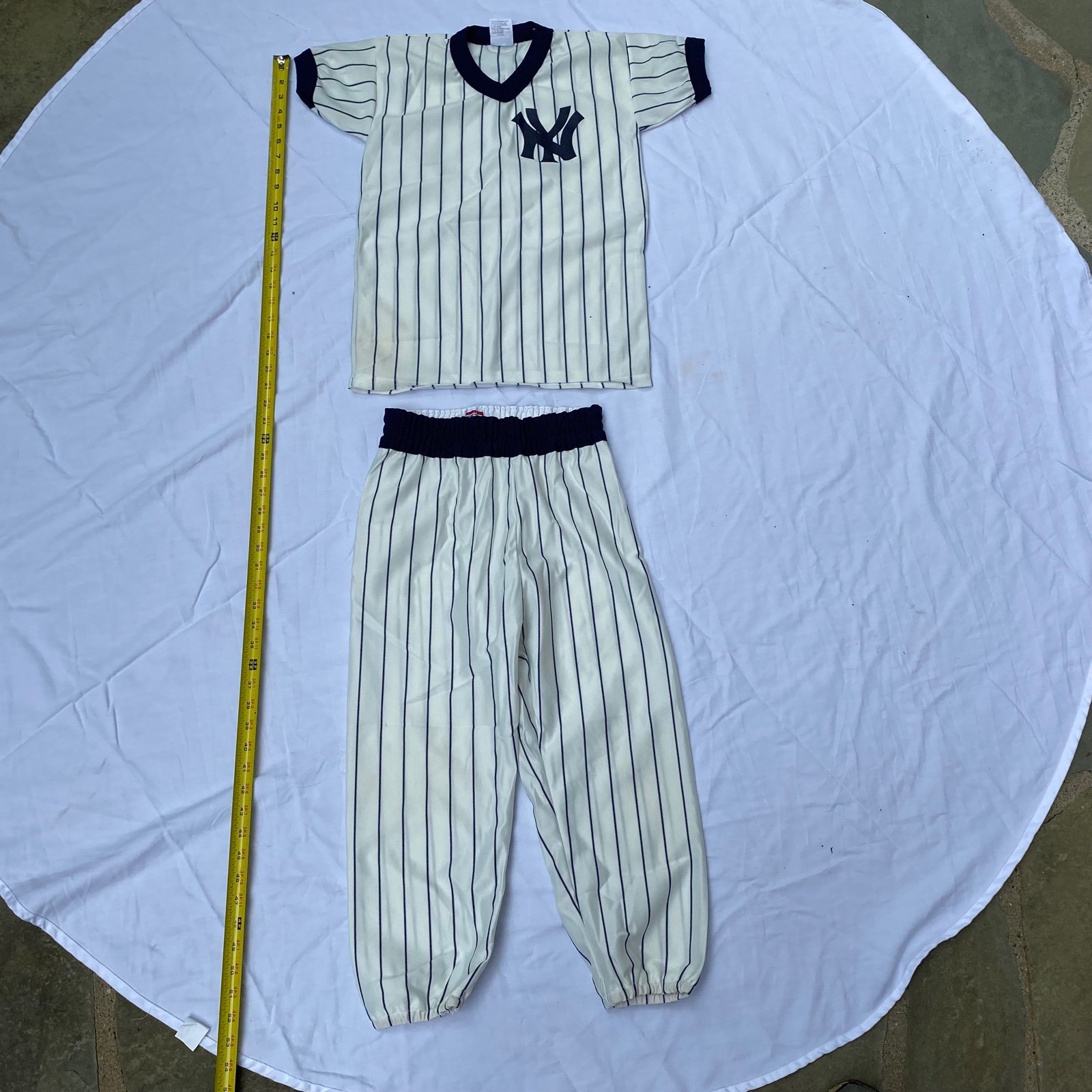 Vintage NY New York Yankees Junior Childs Kids Uniform Stripe Empire Large USA