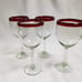 4 Hand Blown Wine Glasses - Red Rim (FREE SHIPPING)