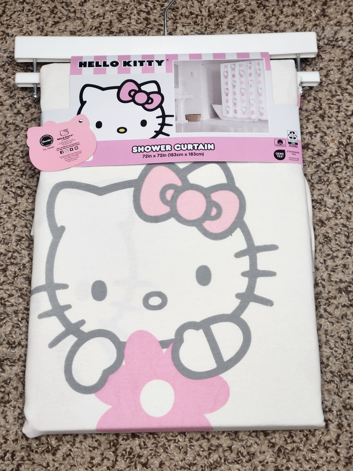 Hello Kitty Shower Curtain White and Pink - NEW