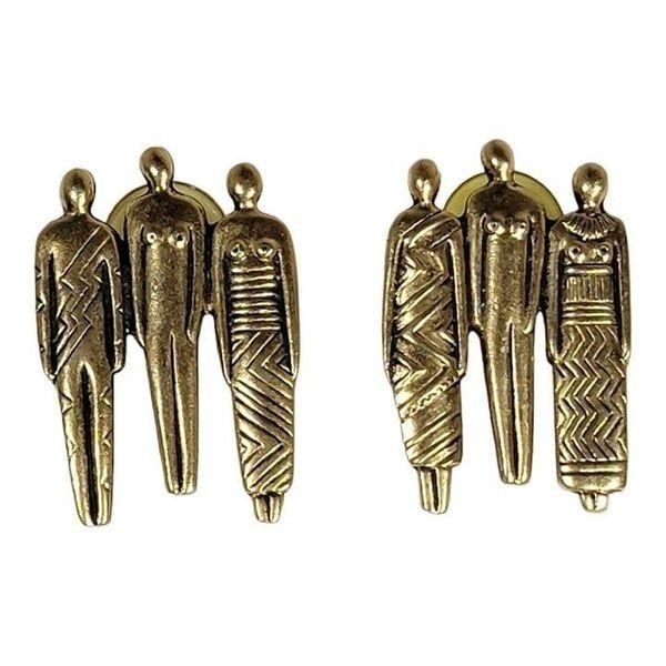 Laurel Burch Ancestor Woman Cast GoldTone Drop Dangling Earrings Group 3 Family