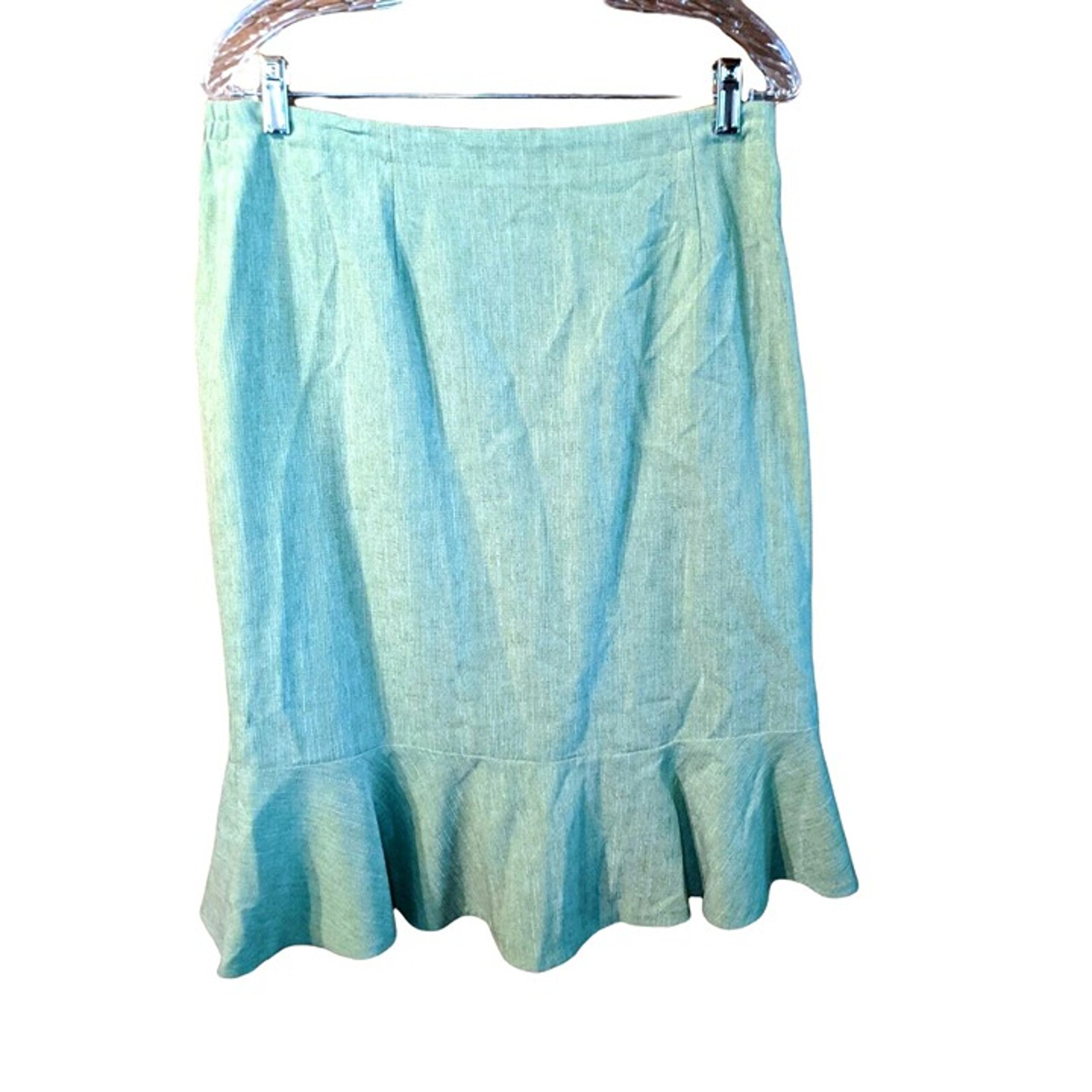 Alfred Dunner Size 12 Green Skirt Modest Vintage Womens Business Flare