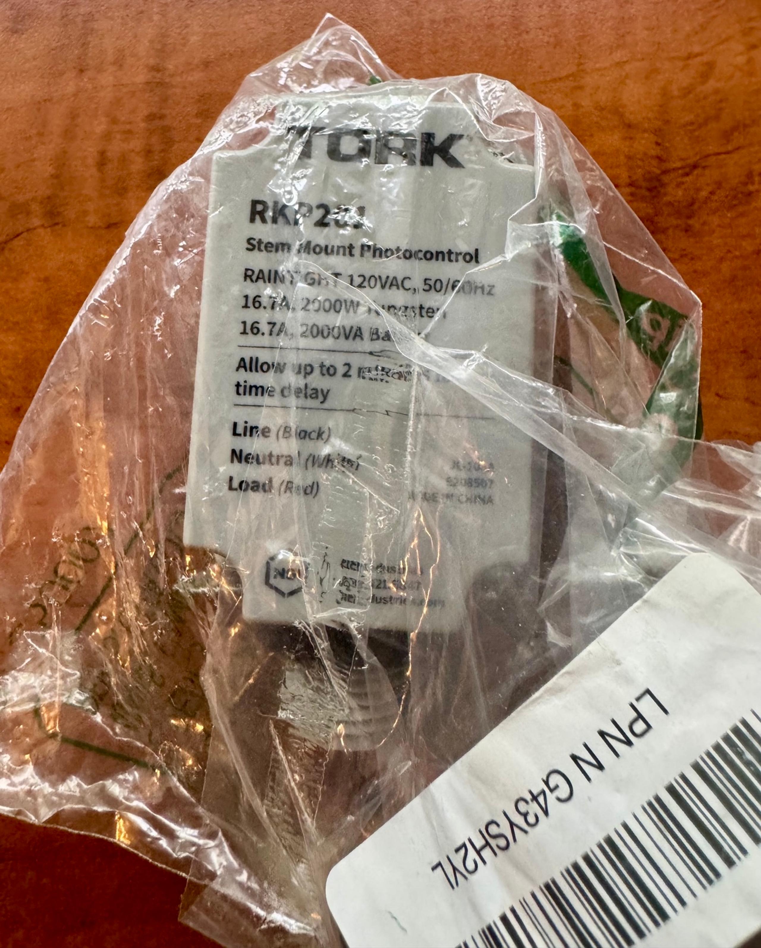 TORK RKP201 Outdoor 120-Volt Stem Mount Photocontrol with Light Adjus