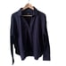 Garnet Hill Navy Blue Organic Green Cotton Long Sleeve Boxy Polo Size L NWT