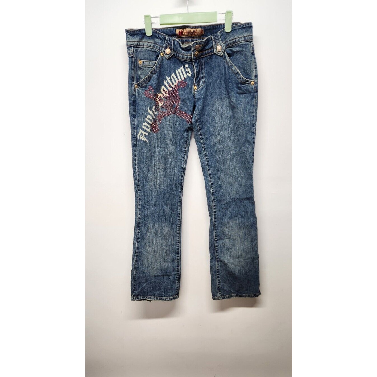 Rare Vintage Apple Bottoms Picked Fresh Daily Wide Leg Low Rise Jeans, Size11/12