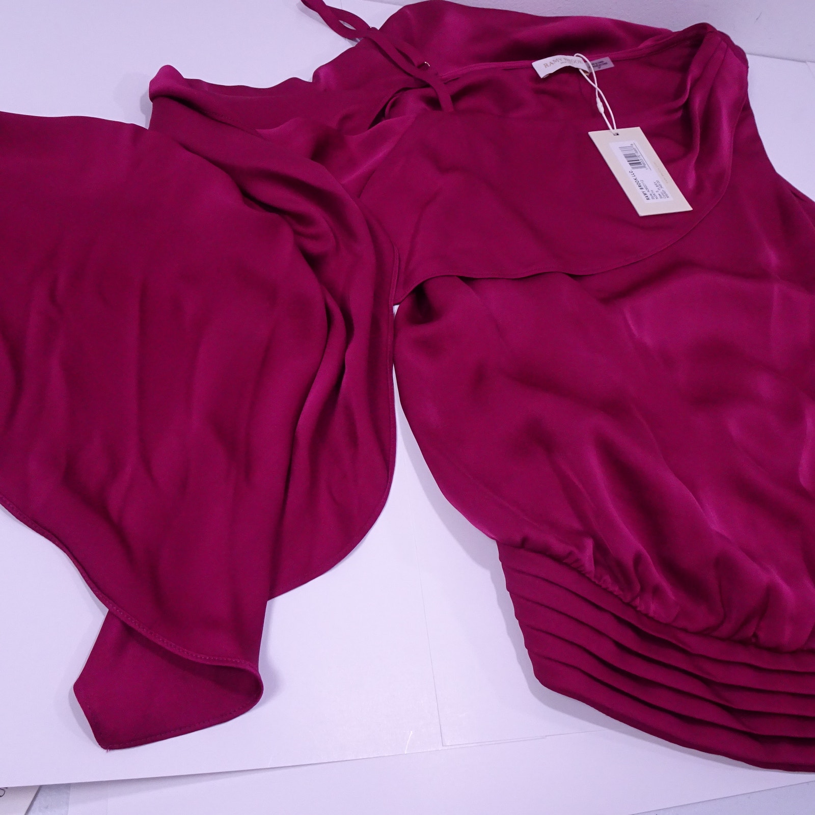 Ramy Brook Women's North One Shoulder Bat Long Sleeve Top S Berry NWT 345 S