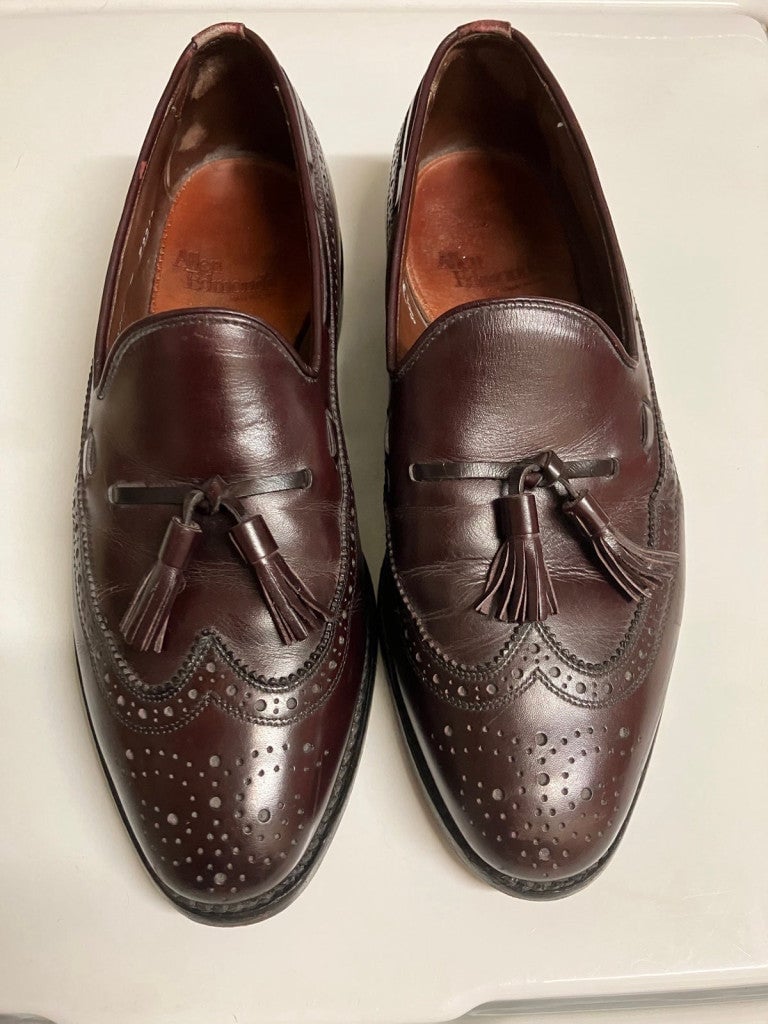 Allen Edmonds Shoes Mens 7.5 D Manchester Wing Tip Loafers Burgundy 24096