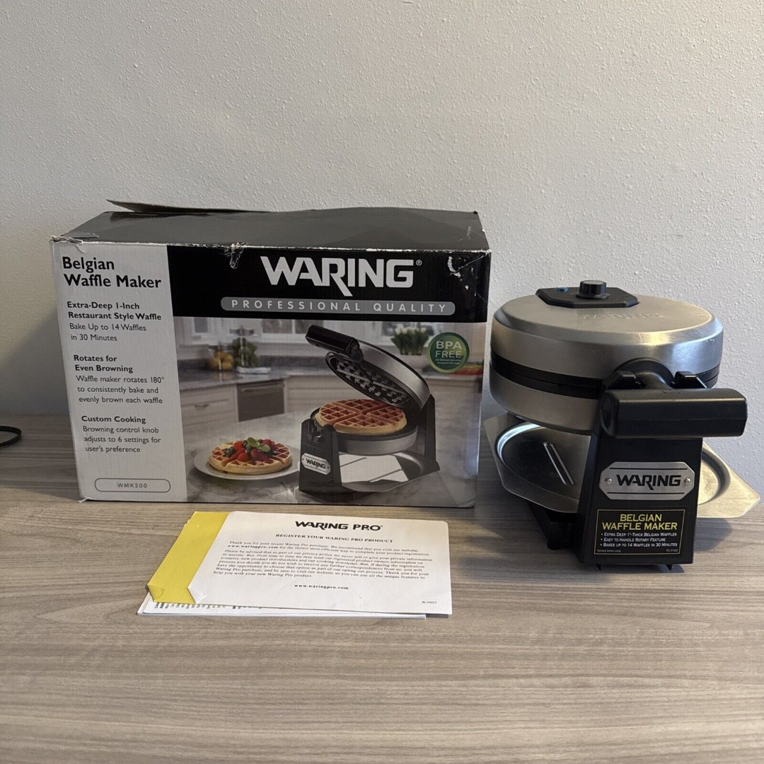 Waring Pro Professional Belgian Waffle Maker (WMK200) 1000 WATTS W Box Manual