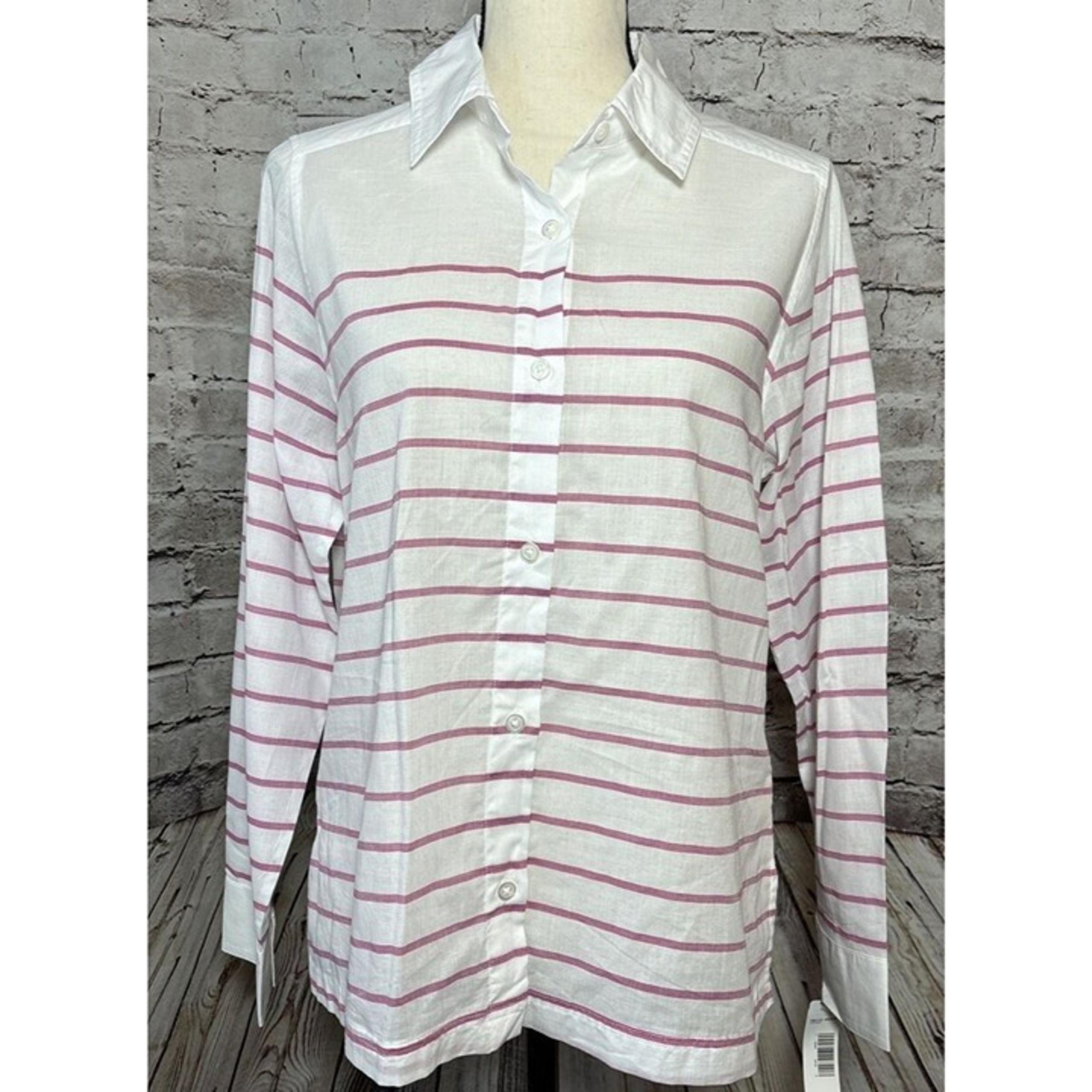 Pendleton Pink Stripe White Long Sleeve Button Up Women’s Shirt Cotton S