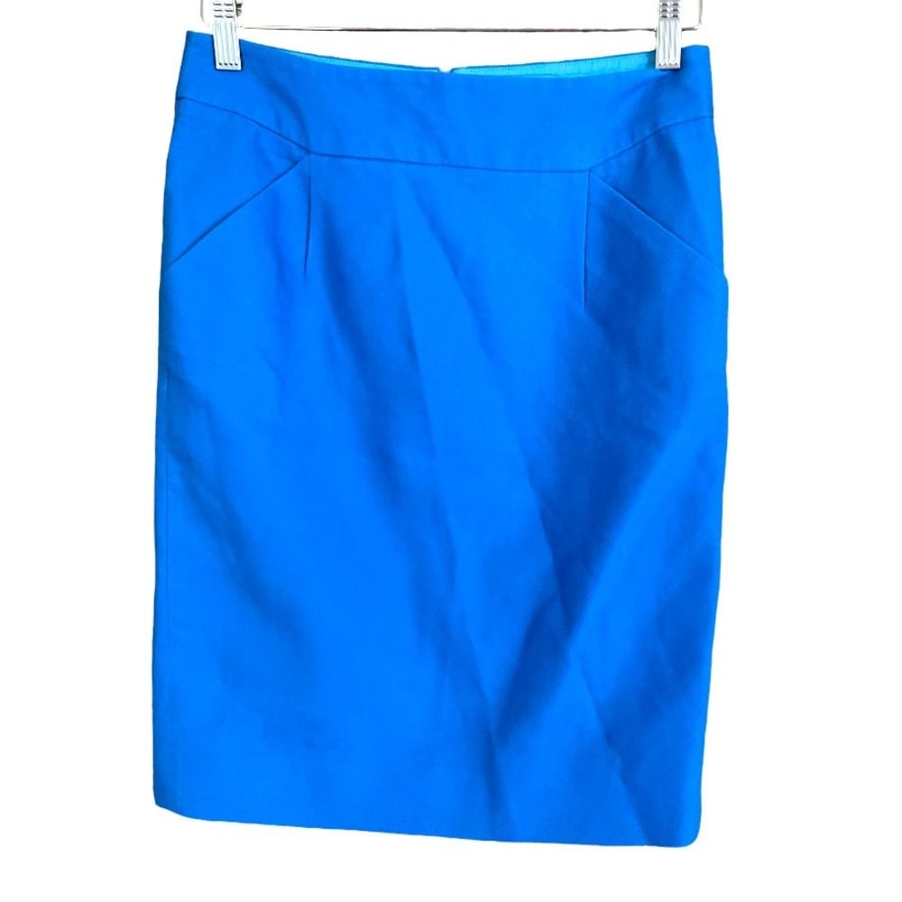 J. Crew Bright Blue The Pencil Skirt with pockets 2