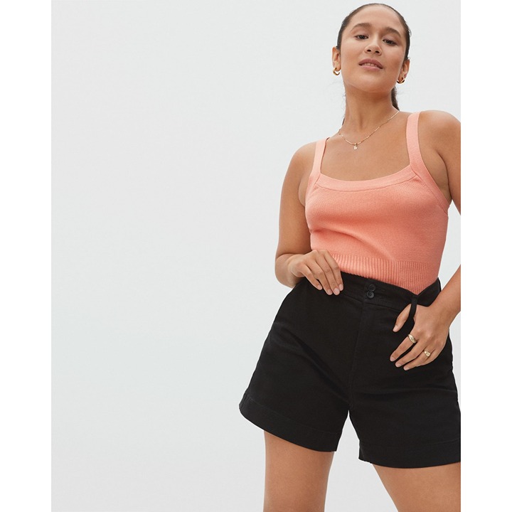 Everlane The Way-High Twill Short Cotton Stretch Black Size 00