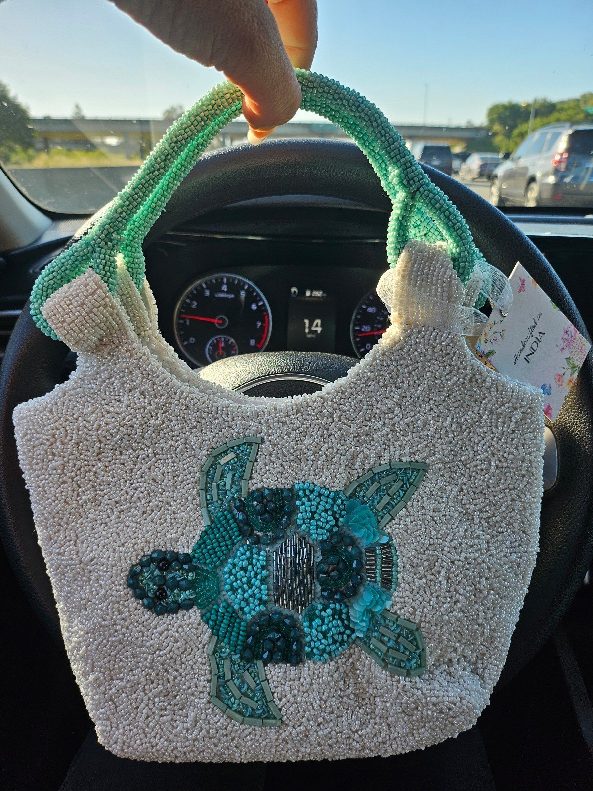 Beaded turtle satchel bag Made in India