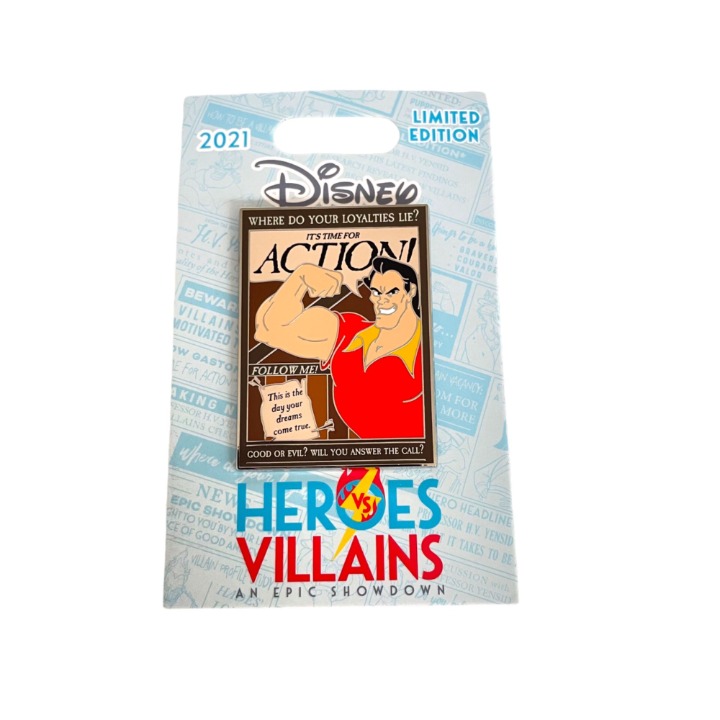 Disney Parks Heroes vs Villains Recruitment Poster Series Gaston Limited Pin