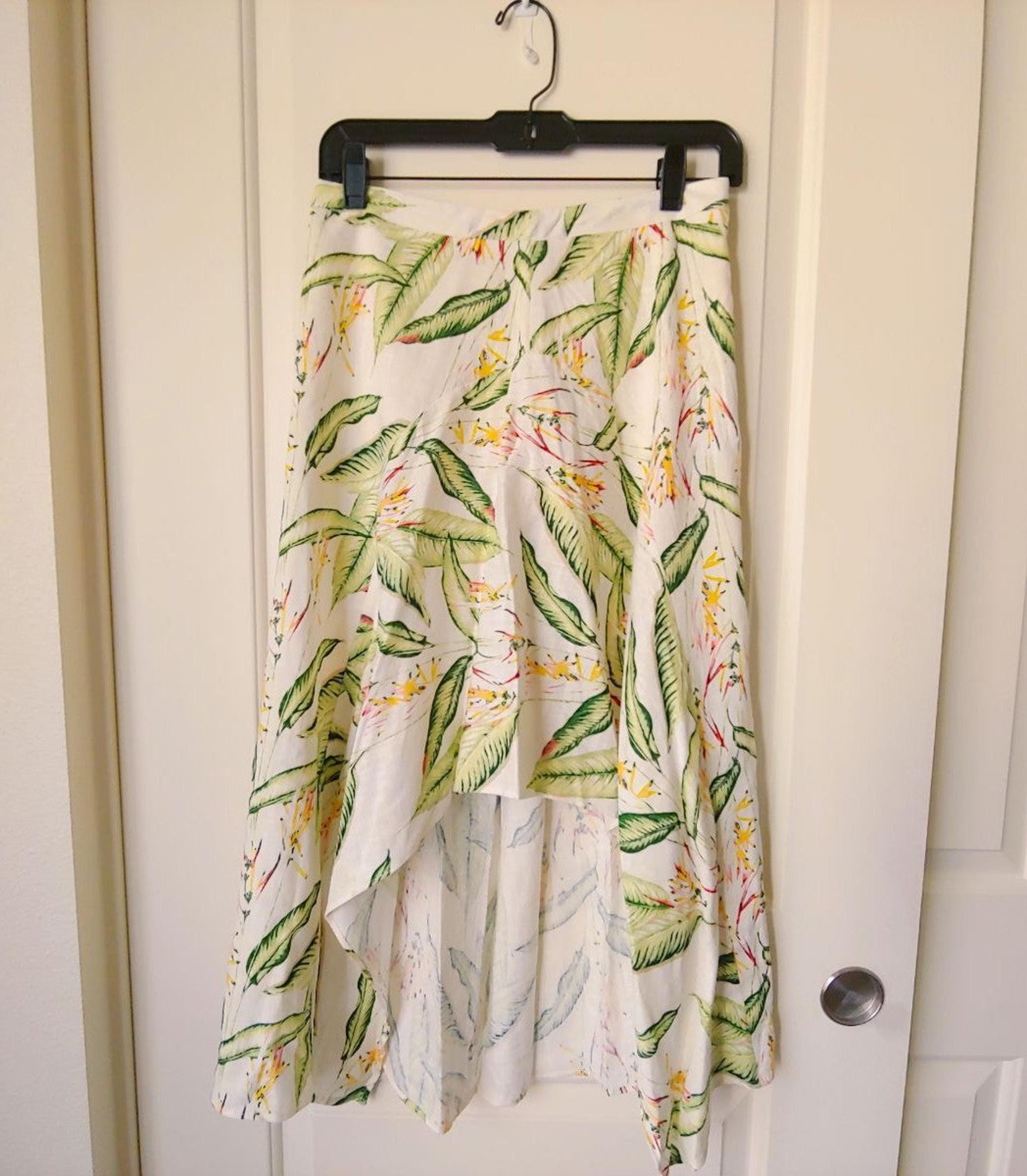 BCBG Tropical Asymetrical Midi Skirt