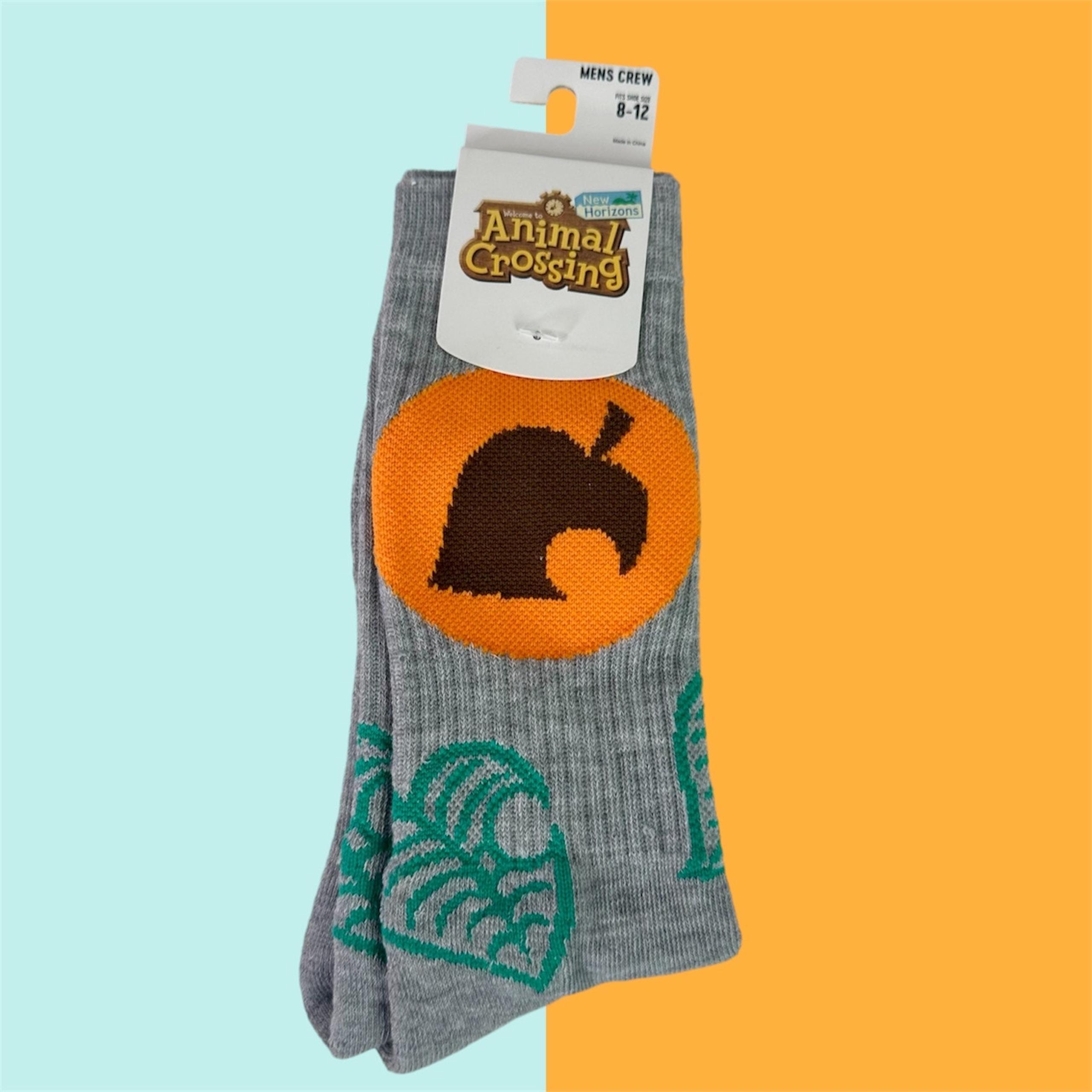Animal Crossing NWT New Horizons Gray Sock Size 10-13 Crew Socks Nintendo