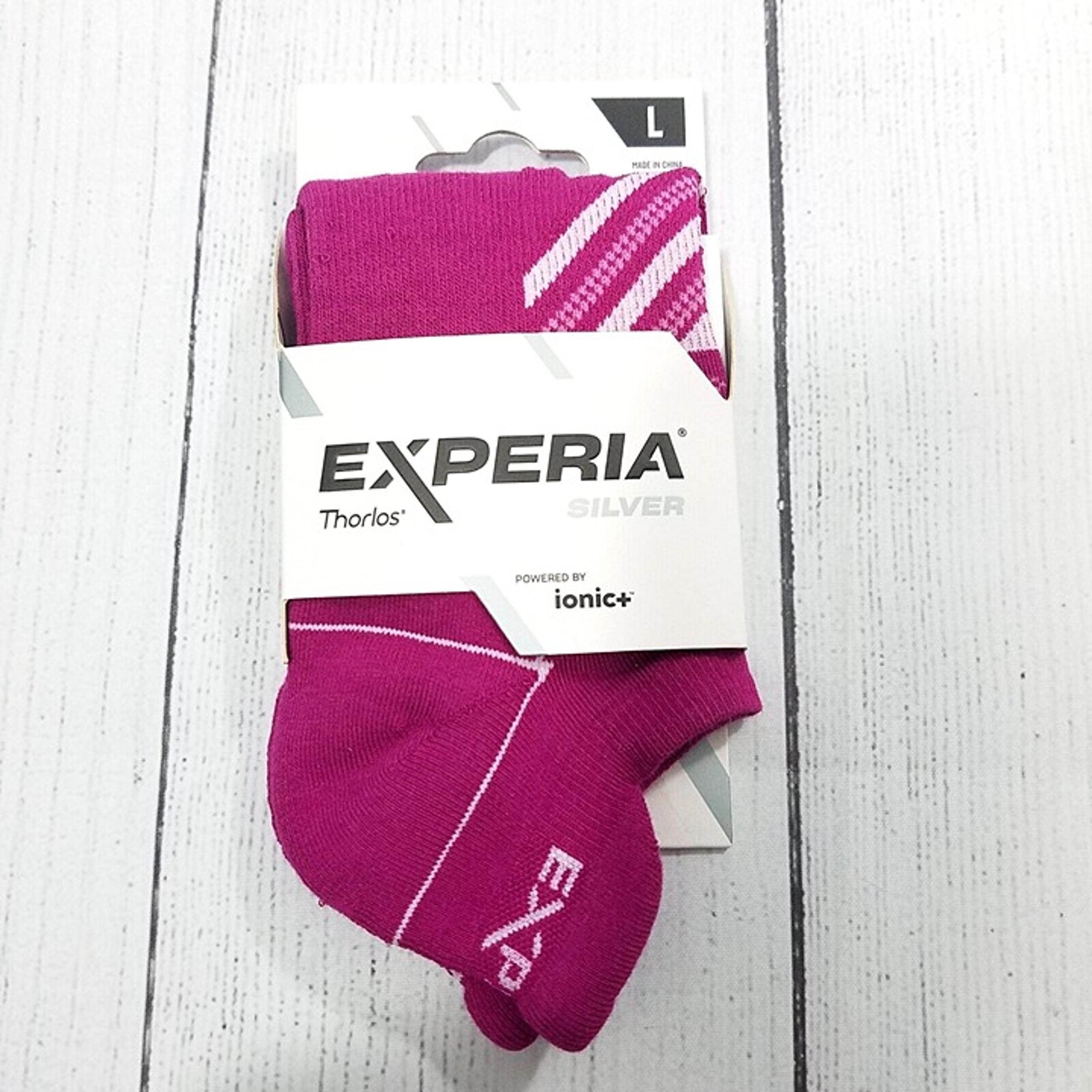 Thorlos Experia Silver No Show Low Cut Socks Sz Large Womens 9.5-12 Pink - 1 PR