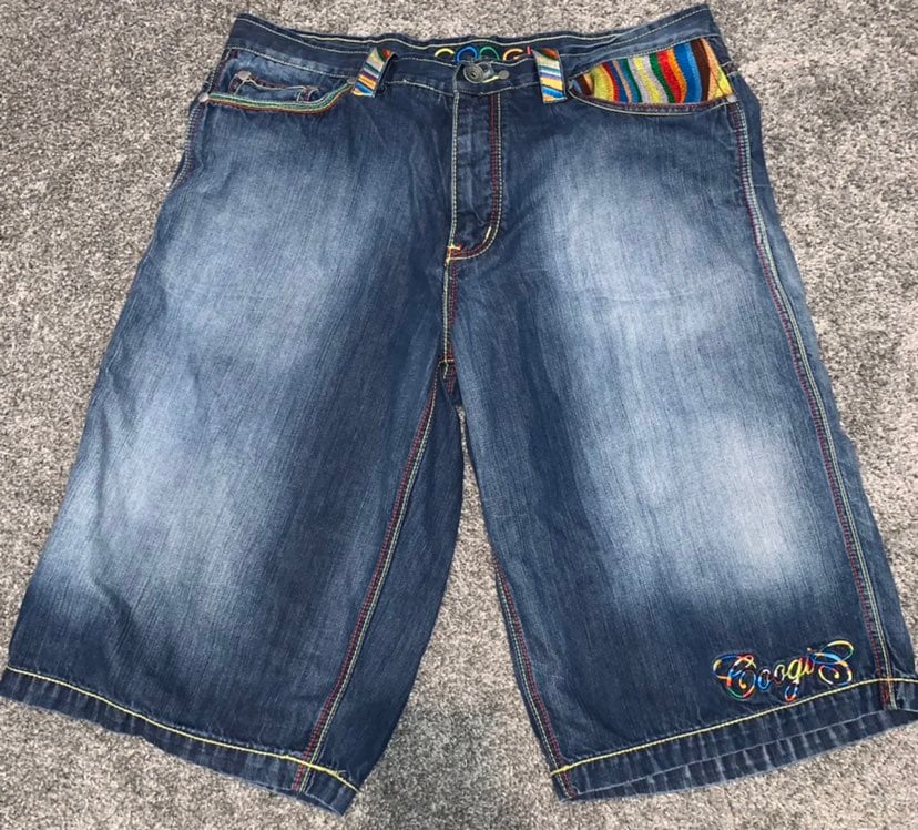 COOGI RARE DENIM SHORTS HIP HOP BIGGIE BLUE